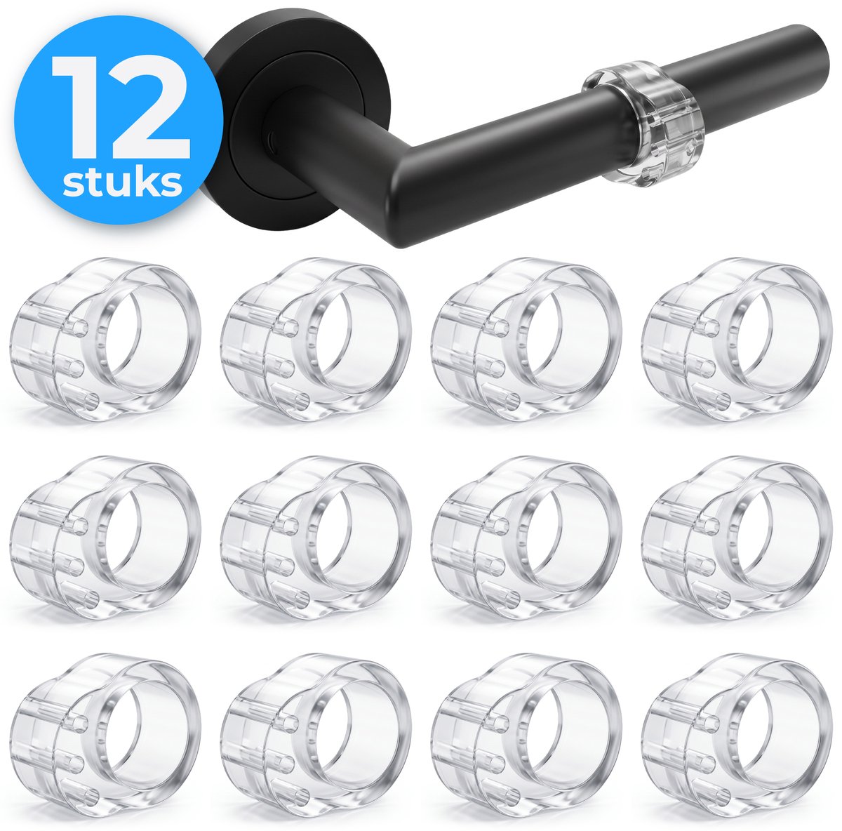 Nuvance Deurstopper - Deurbuffer Transparant - Deurstop - Set van 12 - Deurklink Bescherming - Deurstopper Buiten & Binnen
