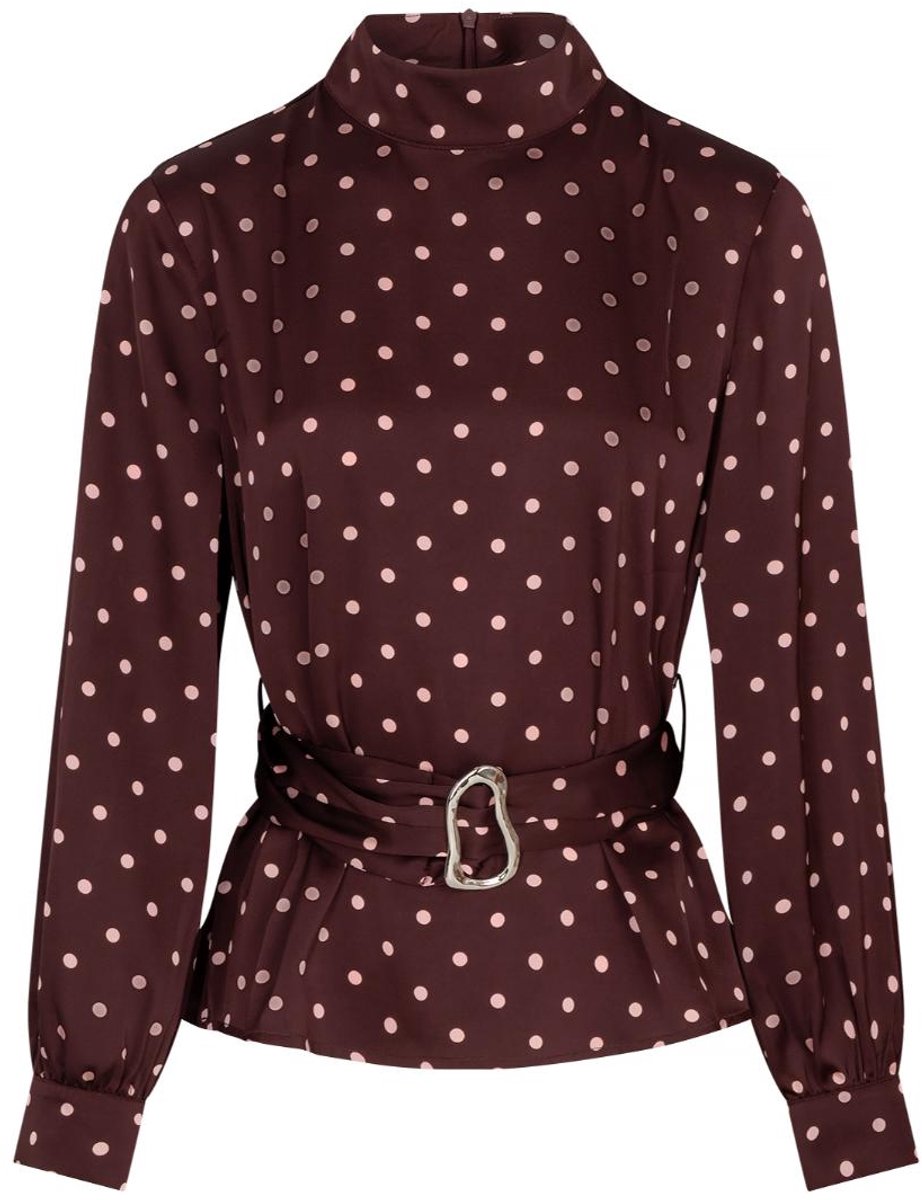 Studio Amaya - Selya Blouse - Removable Belt - Bordeaux