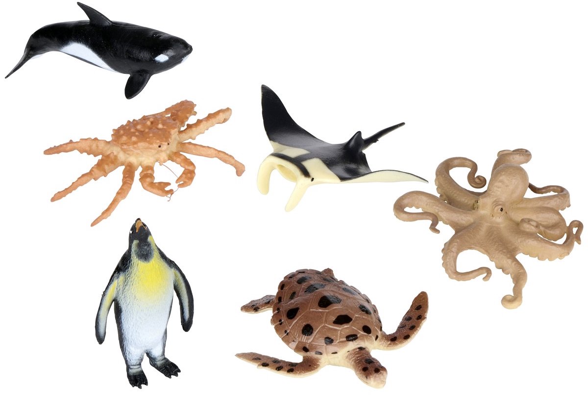 Eddy Toys animal playset ocean - speelfigurenset met zeedieren - kunststof - meerkleurig - geschikt voor jongens en meisjes vanaf 3 jaar - inclusief 6 figuren zoals orka en schildpad