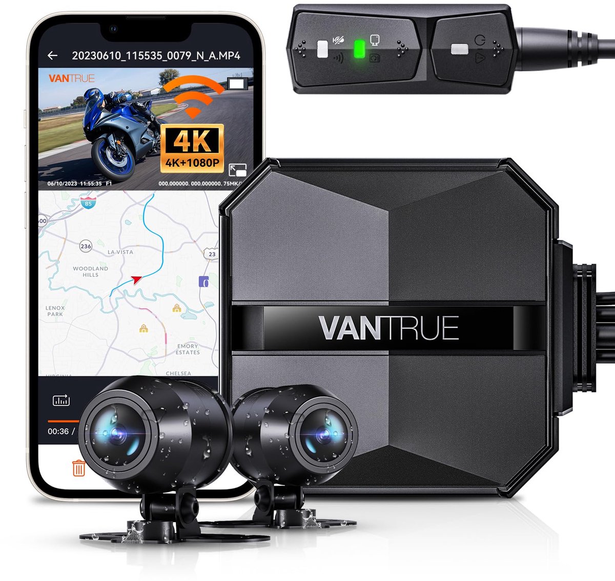 Motor dashcam 4K waterdicht camera voor motor met GPS WiFi nachtzicht 512GB geheugenondersteuning