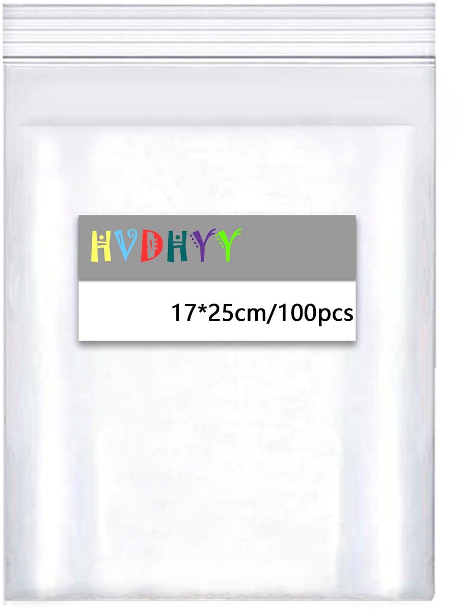 HVDHYY Hersluitbare plastic zakjes, 100 stuks, 170 x 250 mm, hersluitbaar, - ShopVlot