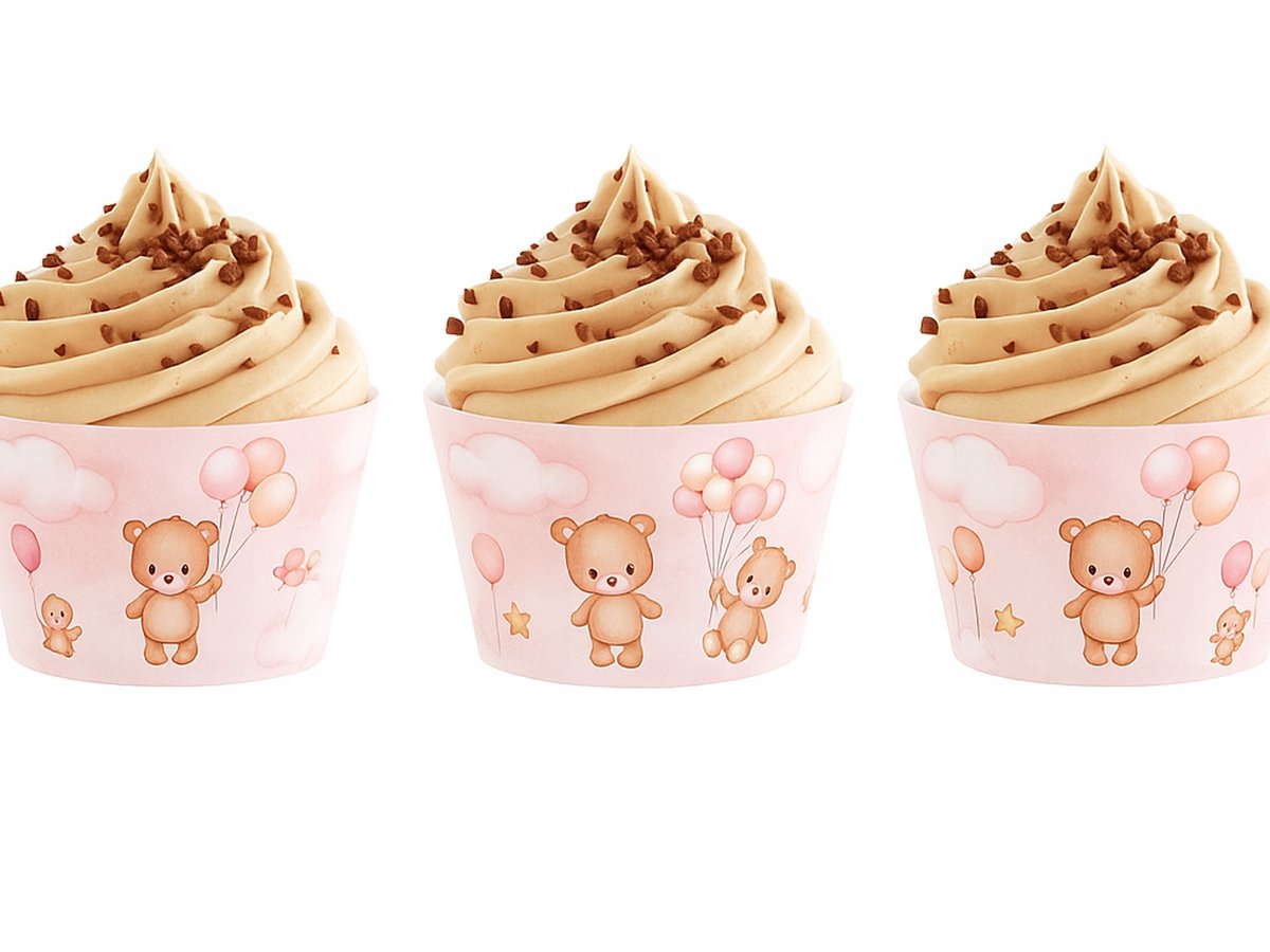 Muffin vormpjes Roos Beren & Ballonnen - 6 stuks