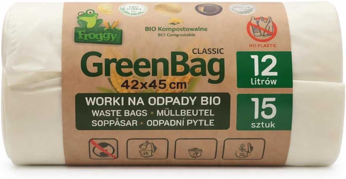 Biologische Vuilniszakken - Wit - 12 Liter - Composteerbare Zakken voor Bioafval - Voor Thuis en Kantoor