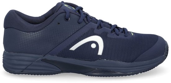 Donkerblauwe Head tennisschoen met wit logo aan de zijkant, vetersluiting en mesh details.