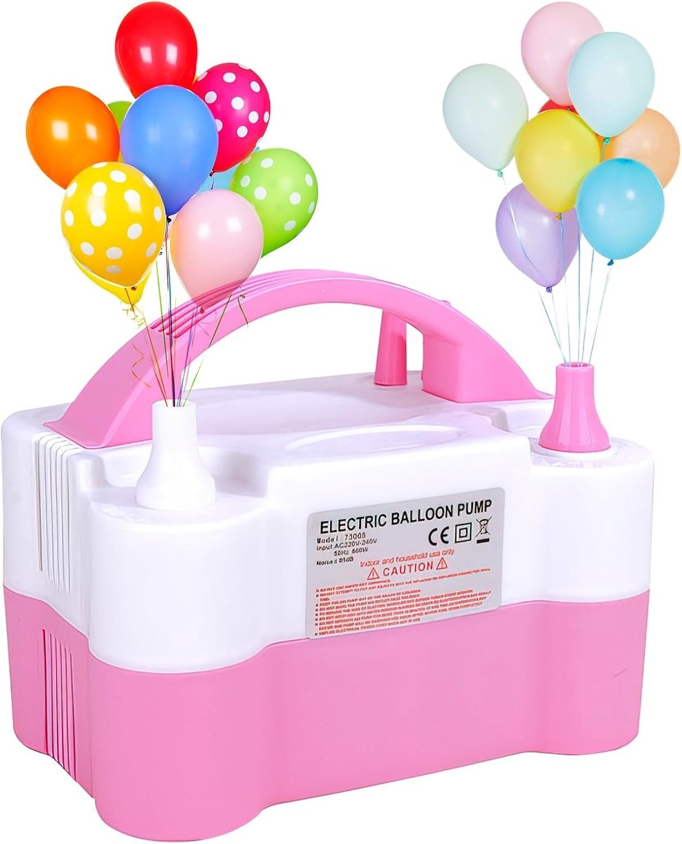 Elektrische Luchtballonpomp - Roze/Wit - 20,5 x 13,5 x 15 cm - Draagbare Ballonpomp met Automatische Modus - Voor Bruiloften en Verjaardagen