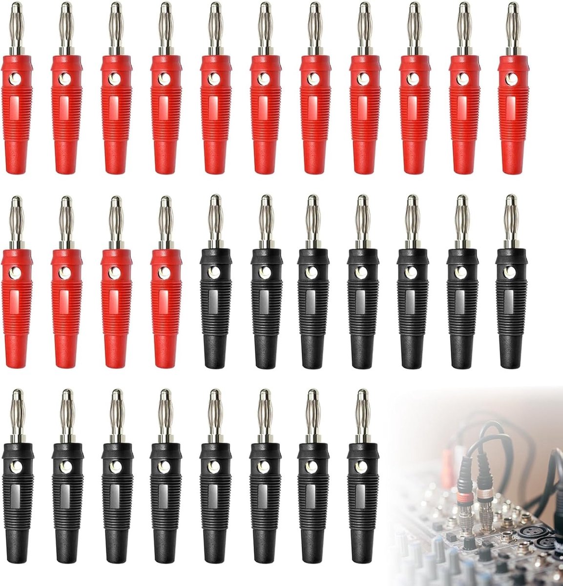Banaanstekker - Zwart/Rood - 4 mm - Vernikkeld voor Luidsprekers - Voor Audio- en Videoverbindingen