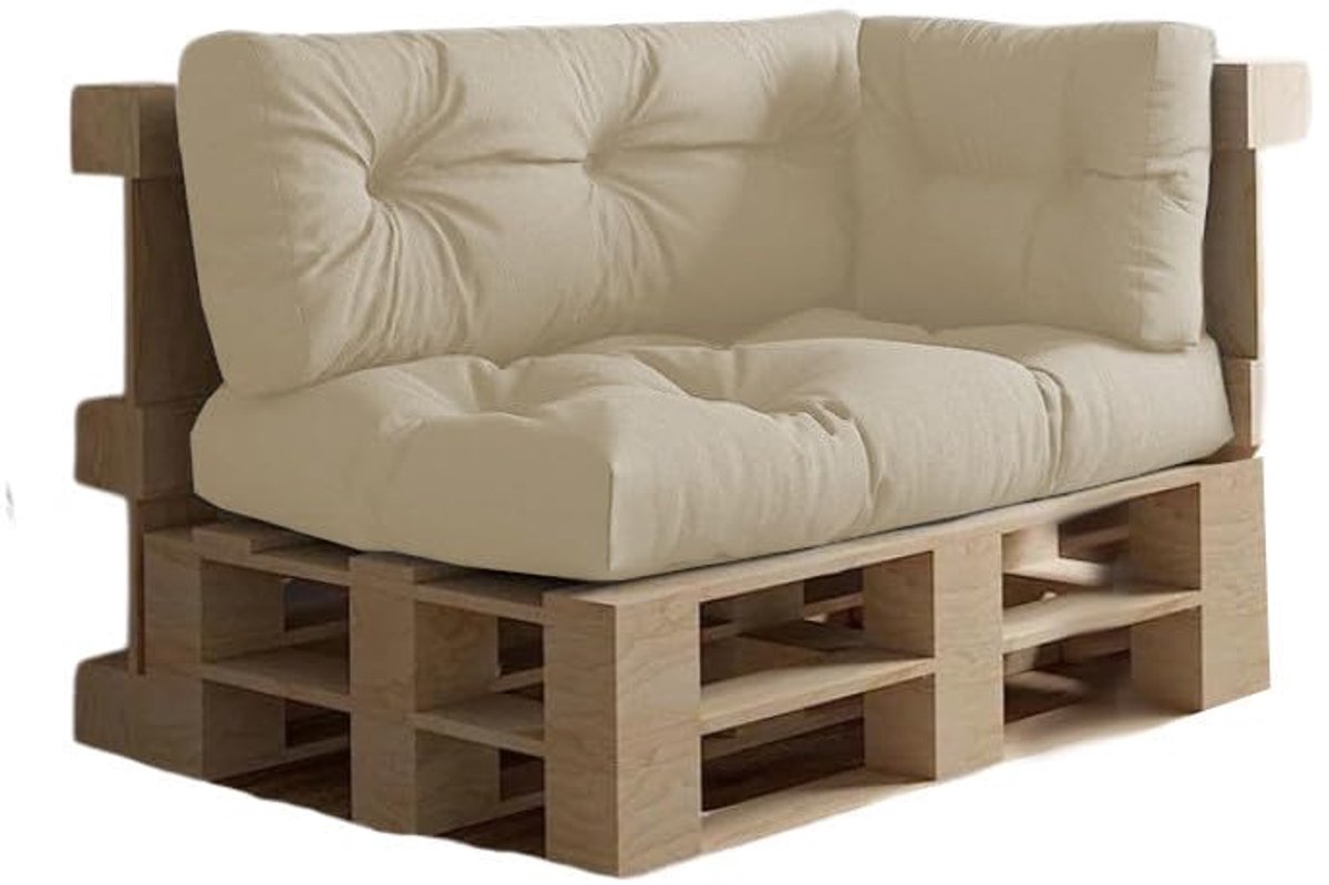 Famanu – Waterdichte palletkussens, set van 3, voor palletmeubelen, waterafstotend, verkrijgbaar in verschillende maten en kleuren, crème