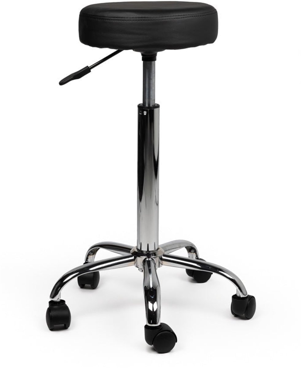 Tabouret Zwart – Ergonomische, Verstelbare Kruk met Wielen – Comfortabele Werkstoel voor Salon, Kapper, Pedicure, Tattoo, Nagelstudio, Schoonheidsspecialist & Thuisgebruik - Zithoogte 70-84cm