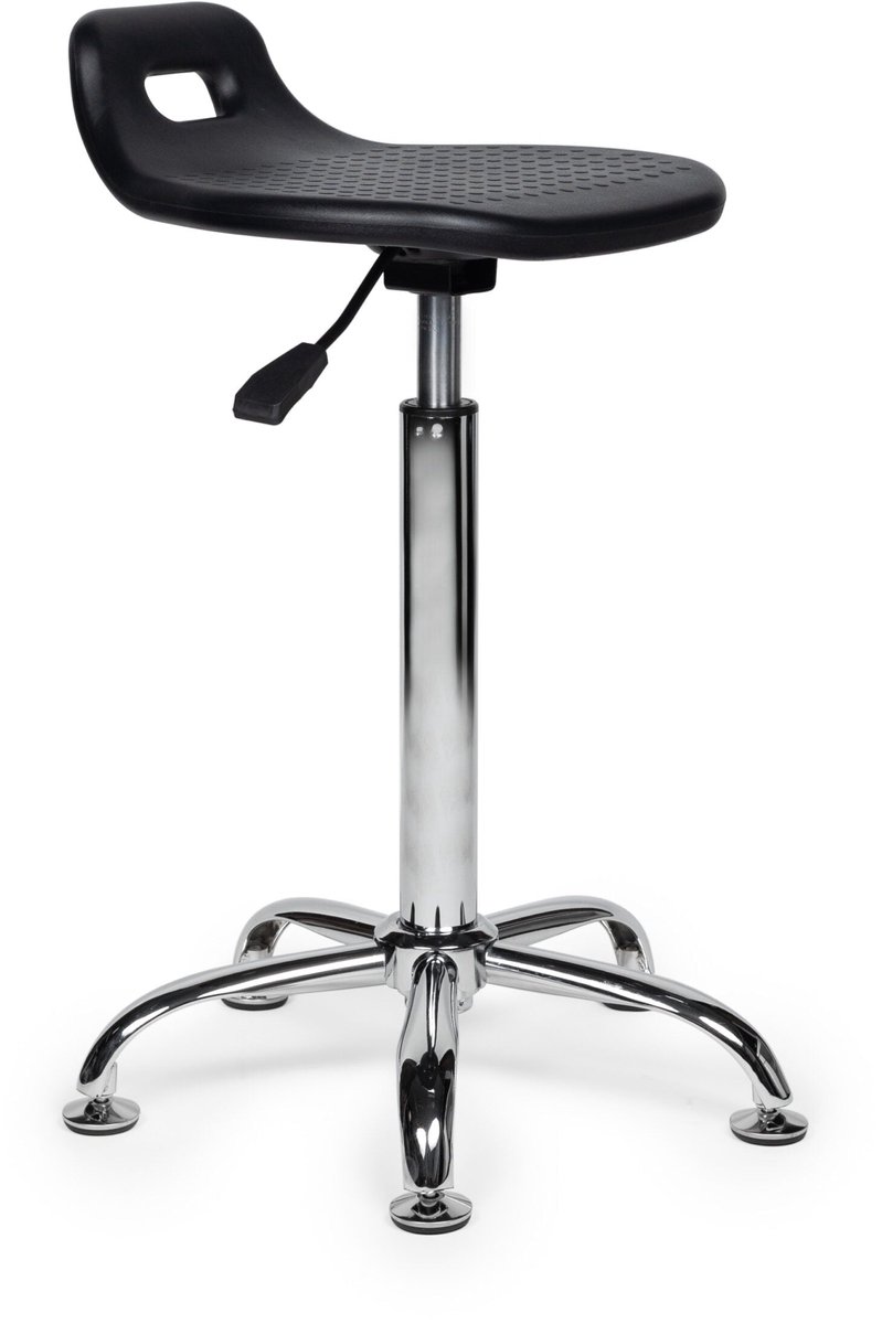 Stahulp Kruk – Ergonomische, Verstelbare Werkstoel met Voetsteun – Comfortabele Sta-Kruk voor Werkplaats, Bureau, Magazijn, Laboratorium, Industrie & Thuis – Stevig en Rugvriendelijk - Zithoogte 70-84cm