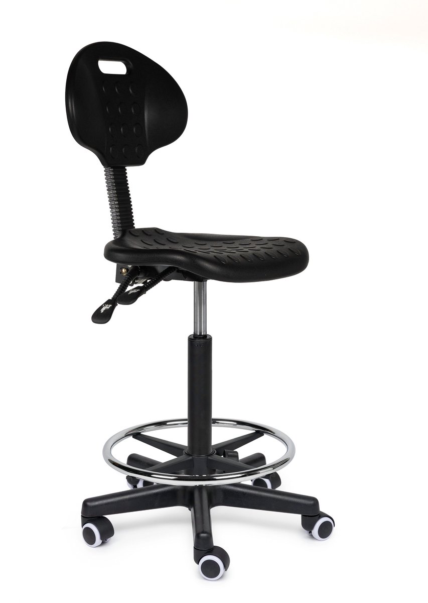 Ergonomische Werkstoel Zwart Op Wielen - Black Hoog (70-86cm) / zonder Voetsteun / Standaard wielen