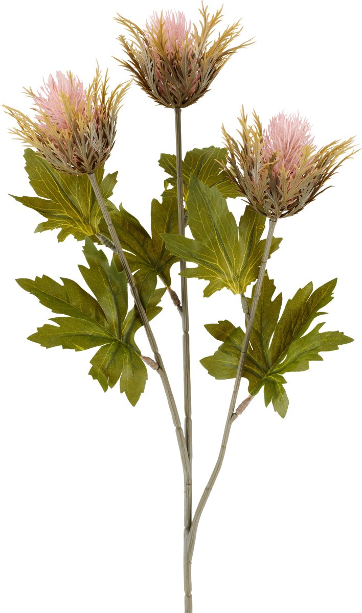Easyplants | Kunstbloem Distel 67 cm oud roze | Zijde | Nepbloemen | roze | Onderhoudsvrij | Kant-en-klaar
