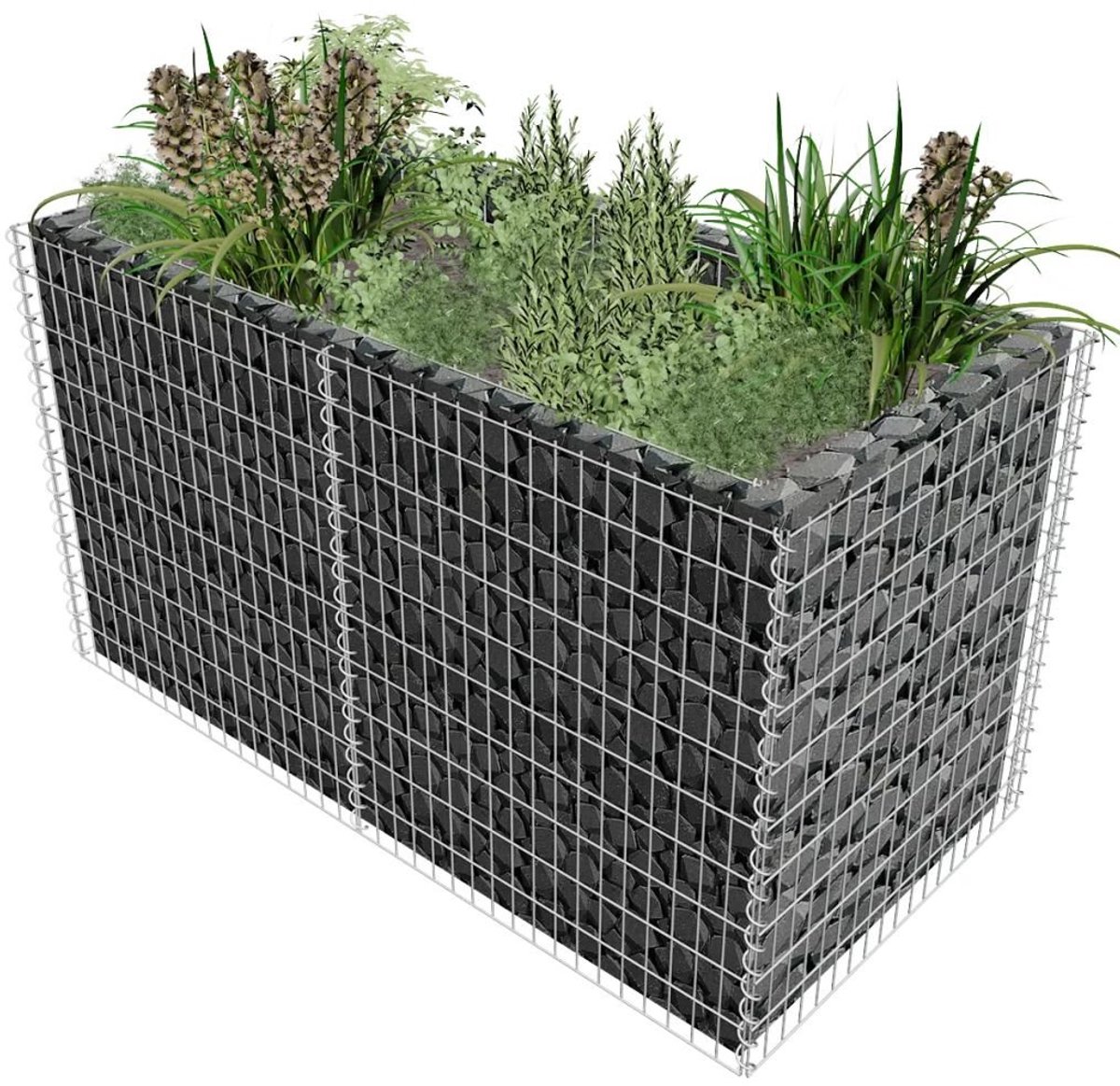 Famanu – Schanskorven moestuinbak, verhoogd bed voor steunmuren en tuinhek, 180 x 90 x 100 cm in zilver