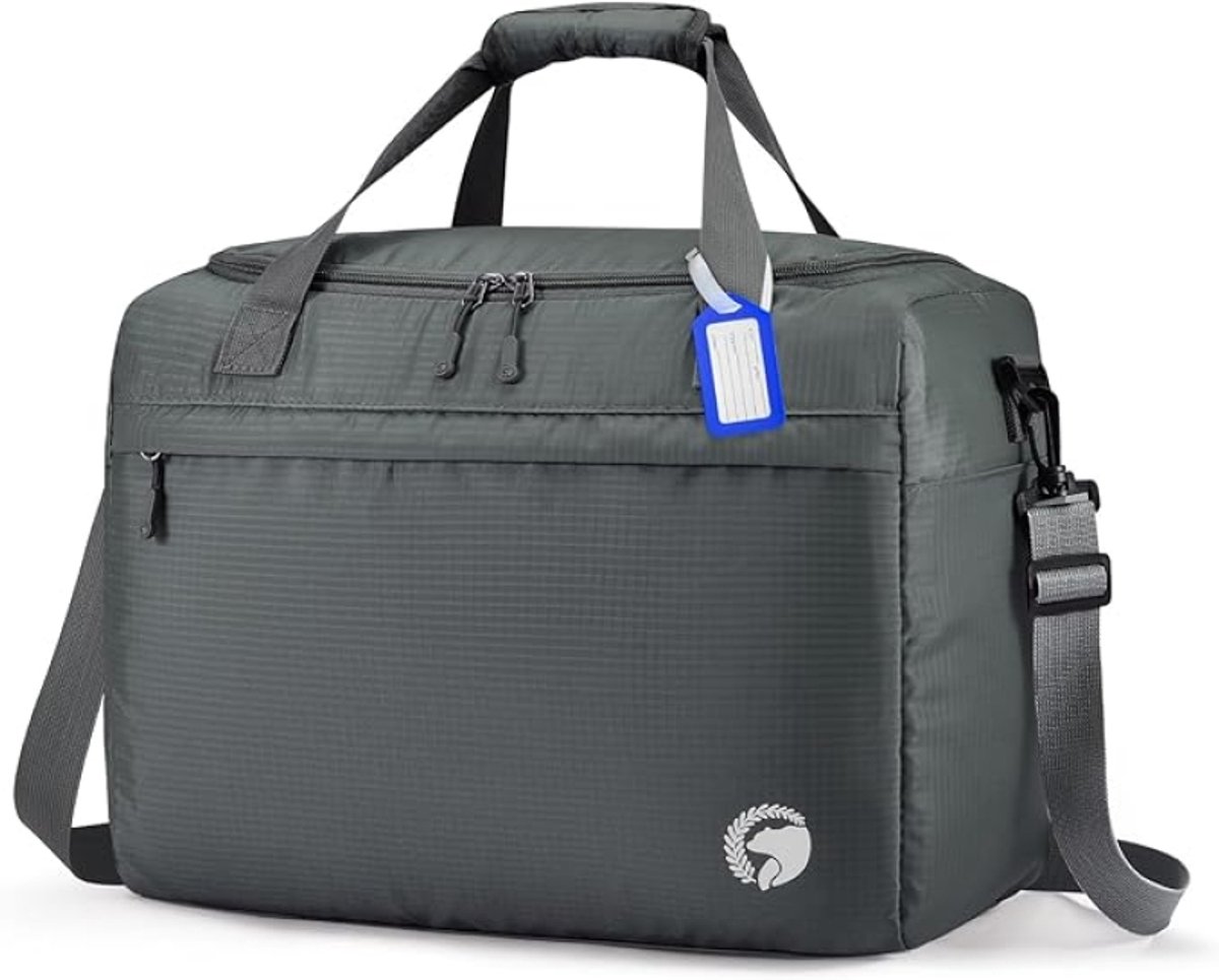 Reistas 40x30x20 cm Handbagage voor Ryanair, Wizz Air en Transavia - Sporttas 25L Waterdicht - Opvouwbare Reistas voor Vliegtuig, Weekend en Sport - Grijs