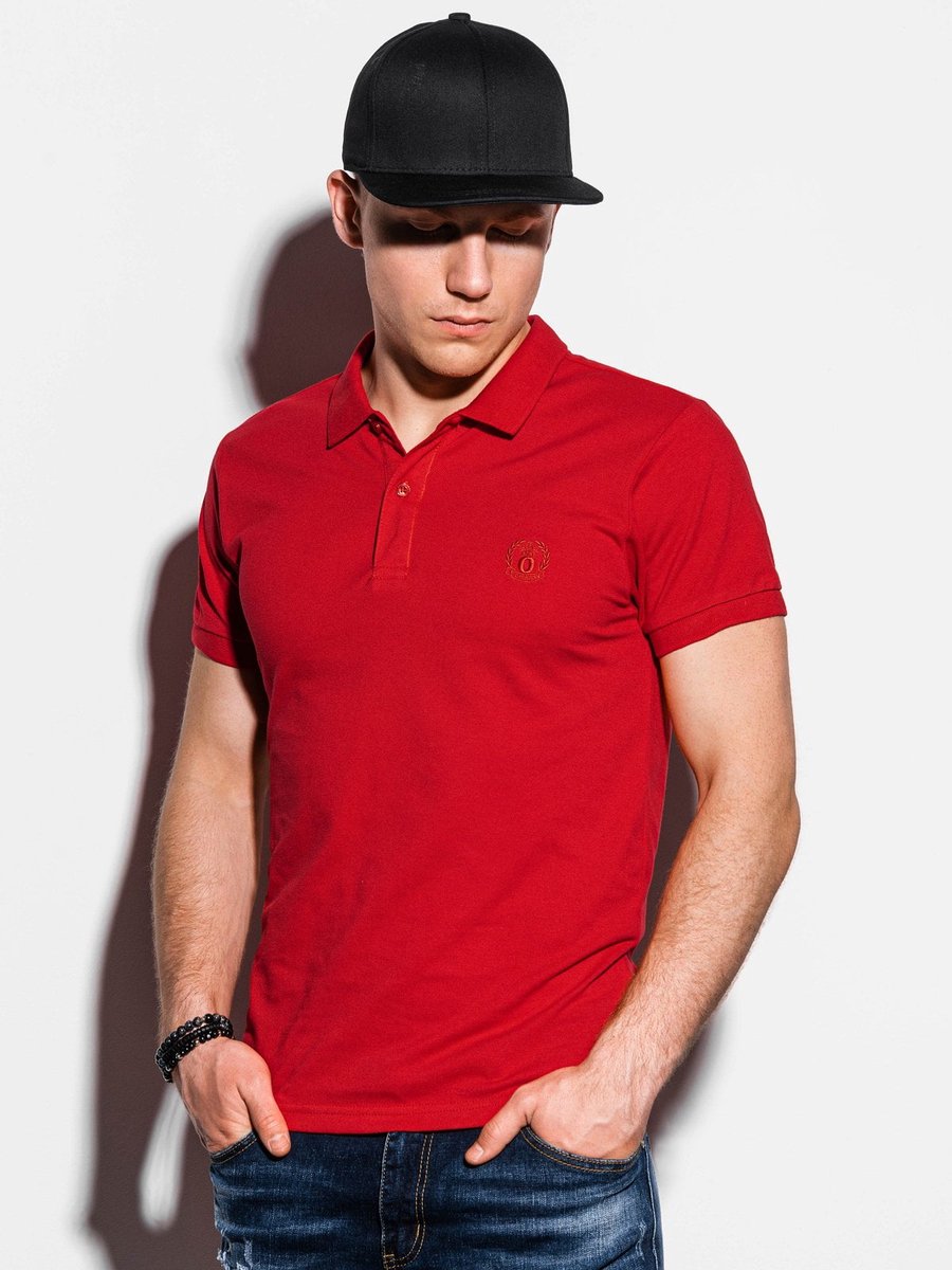 Ombre - Heren Poloshirt - Rood - V-Hals - Knoopjes