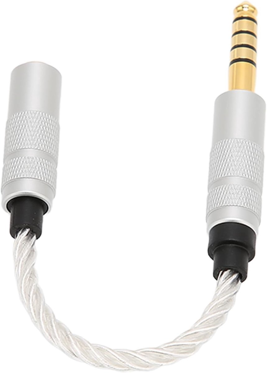 Adapterkabel 4.4mm naar 3.5mm, zilvergeplateerde koperdraad, stereo geluidsconverter voor audiocomponenten, compatibel met verschillende modellen