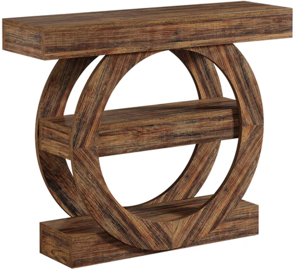 DMG Supply Consoletafel - 3 Lagen - Rond Ontwerp - 105 x 30 x 85 cm - Bruin - Hout