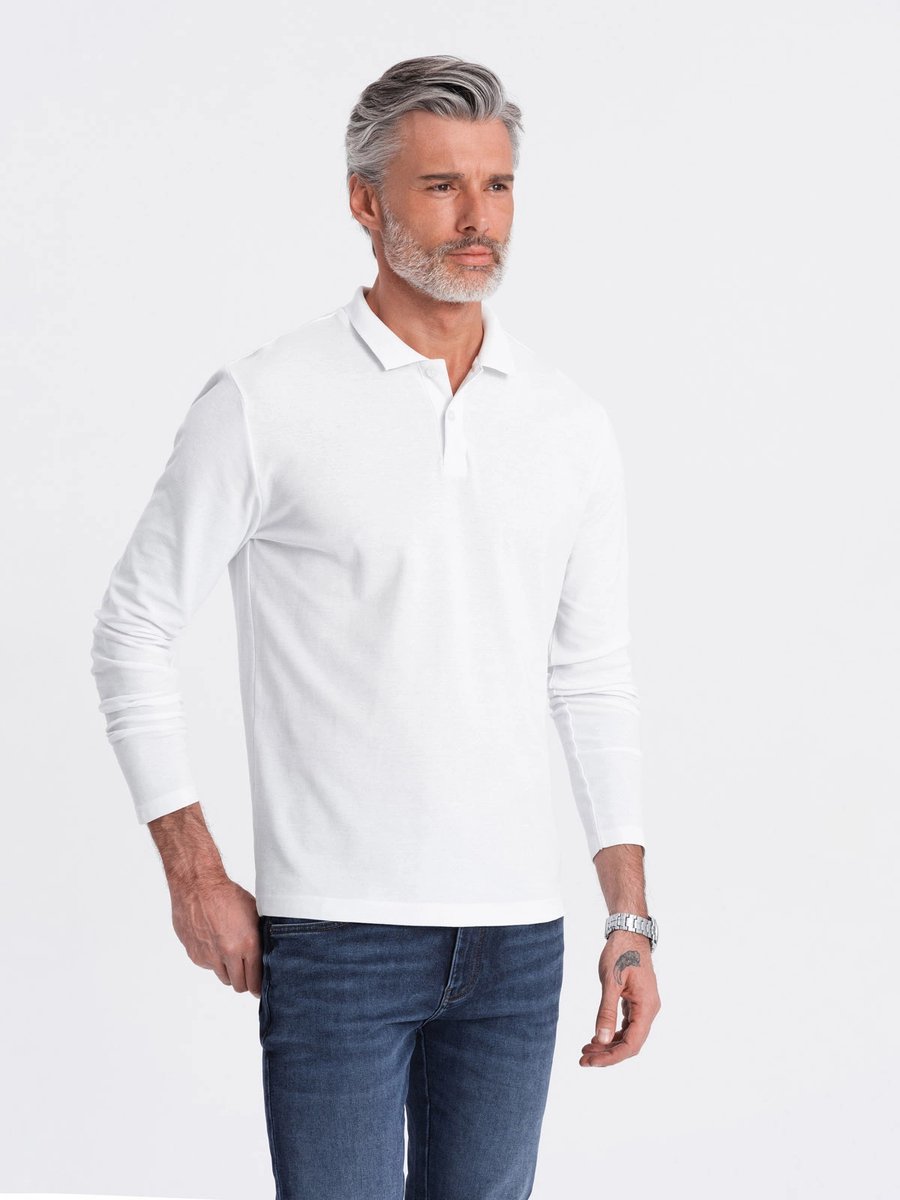 Ombre - Jotz - Poloshirt Heren - Longsleeve - Wit