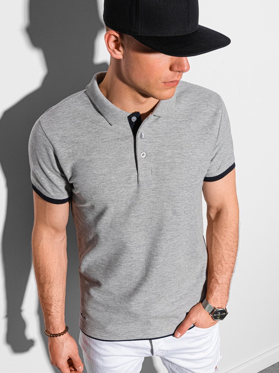 Ombre - Heren Poloshirt - Grijs - SALE - Knoopsluiting - S1382-S