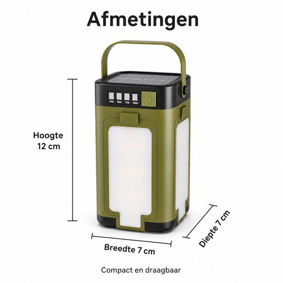 Noodlamp - Zonne-Energie & Powerbank - 6 Lichtstanden - Kampeerlamp - USB-oplaadfunctie - IPX4 — afbeelding 3