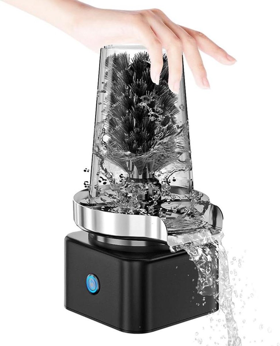 Elektrische Glazenwasser - Automatische Spoeler - Snel Glazen Reinigen - Ultrahoge Waterdruk - 11 x 6.5 cm Basis - Zwart