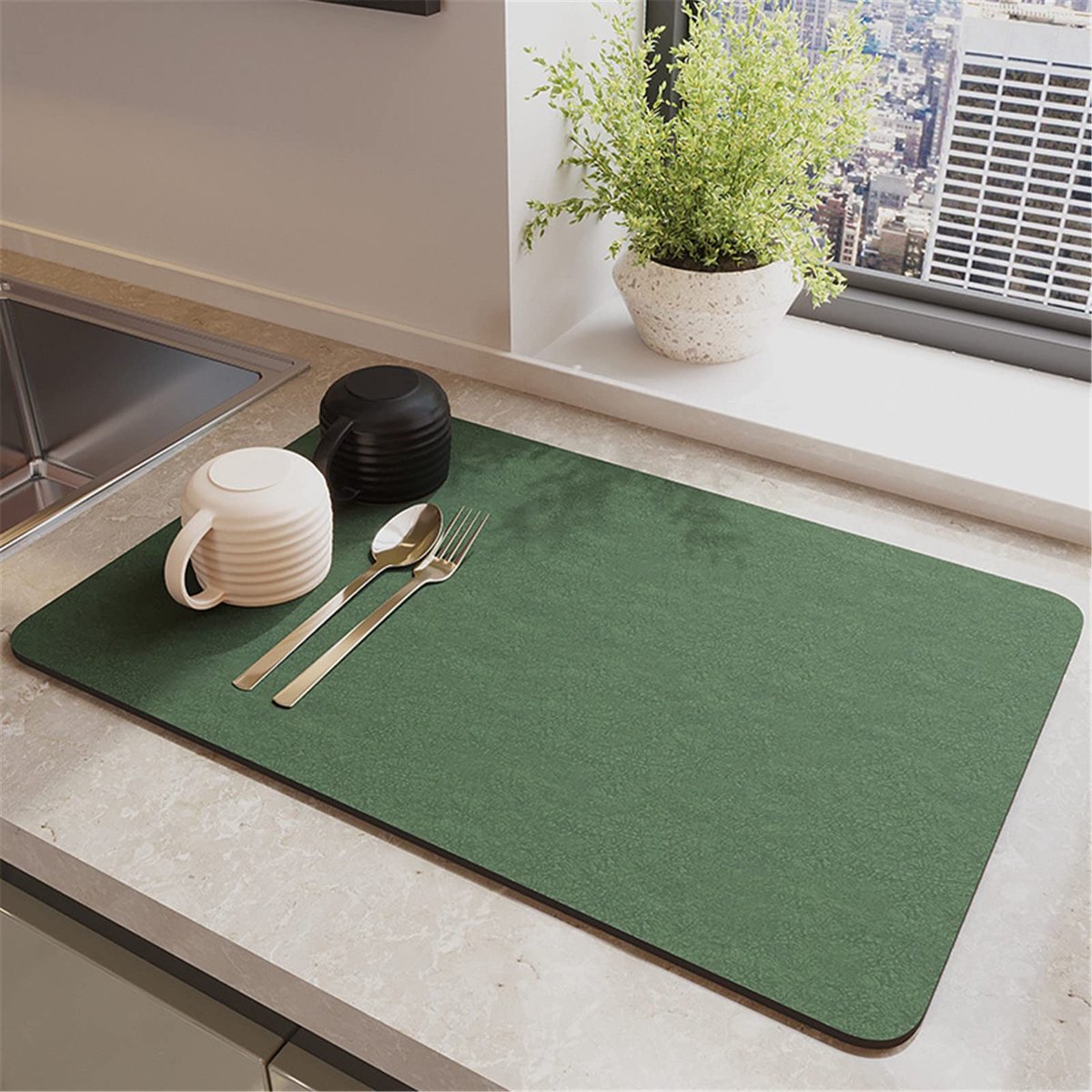 Morbuy Afdroogmat voor Aanrecht, 40x50cm Keuken Sneldrogende Absorberende Afdruipmat, Koffiemachine Mat Beschermer - ShopVlot