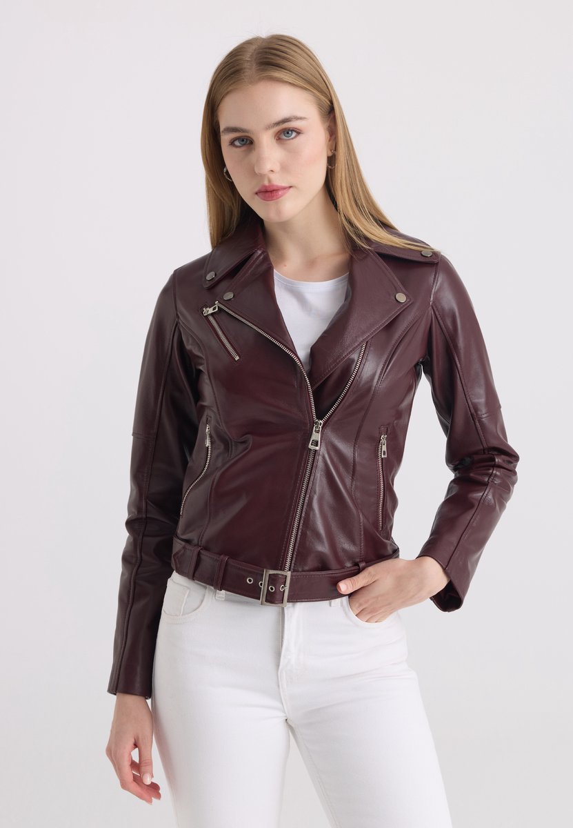 Felix Hardy Leren Jas Dames Bordeaux - L