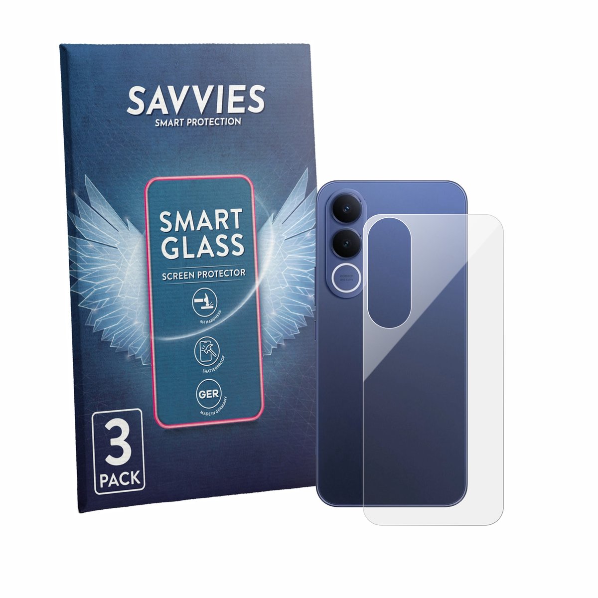 3 Stuks Savvies Screenprotector - geschikt voor Vivo V70 FE (Achterkant) - beschermfolie glas transparant