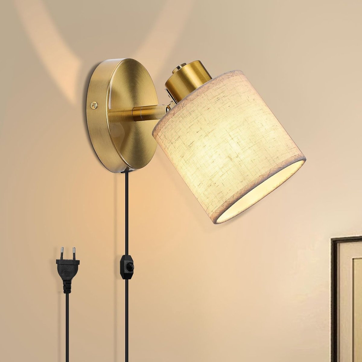 Gouden Wandlamp met Schakelaar - Goud - Dimbaar - Stijlvolle Muurlamp voor Binnen