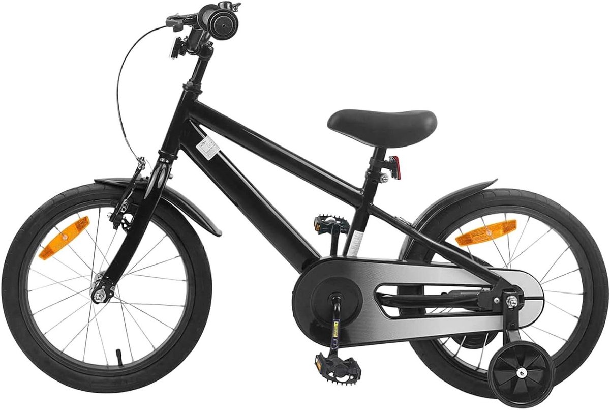 Kinderfiets Kleine Fiets Veilig Leren Fietsen Sterk Stalen Frame 16 Inch Zwart