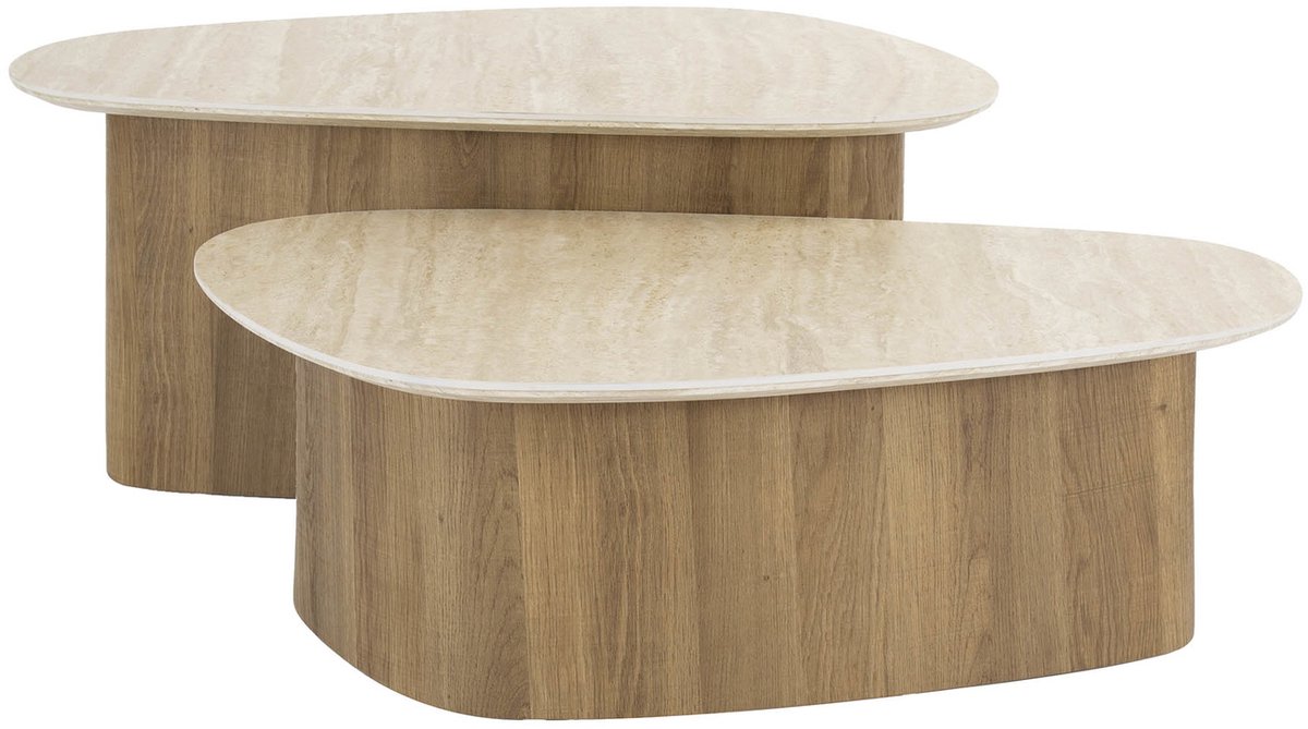 Giga Meubel Salontafel Romano - Travertin - Set van 2 - 90x43x40cm