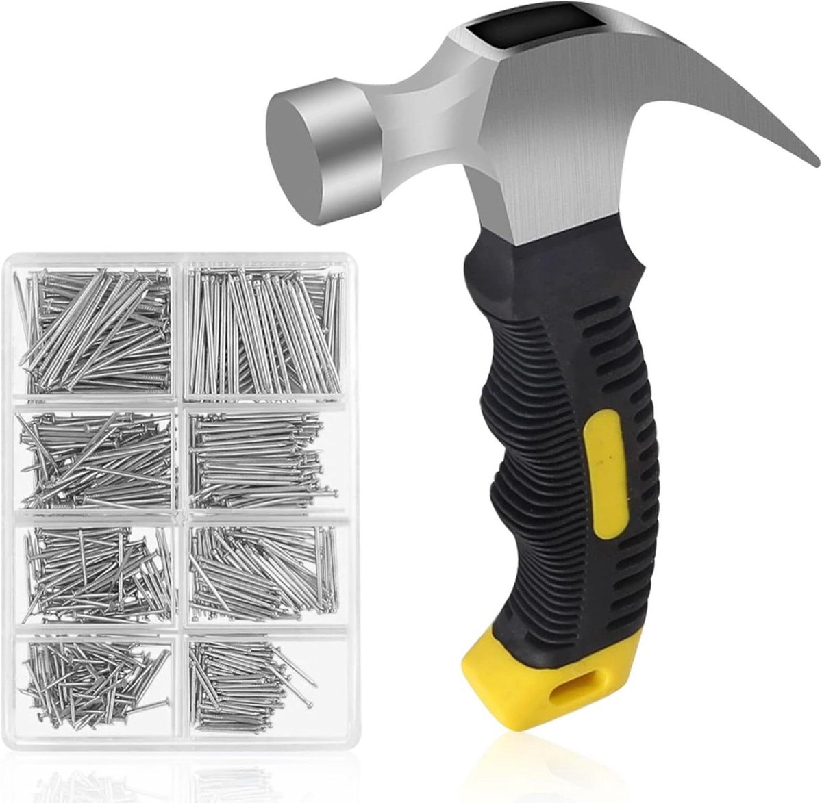 Mini Klauwhamer - Kleine Hamer - Doe-het-zelf Projecten - Antislip Handgreep - 600 Nagels - Zilver