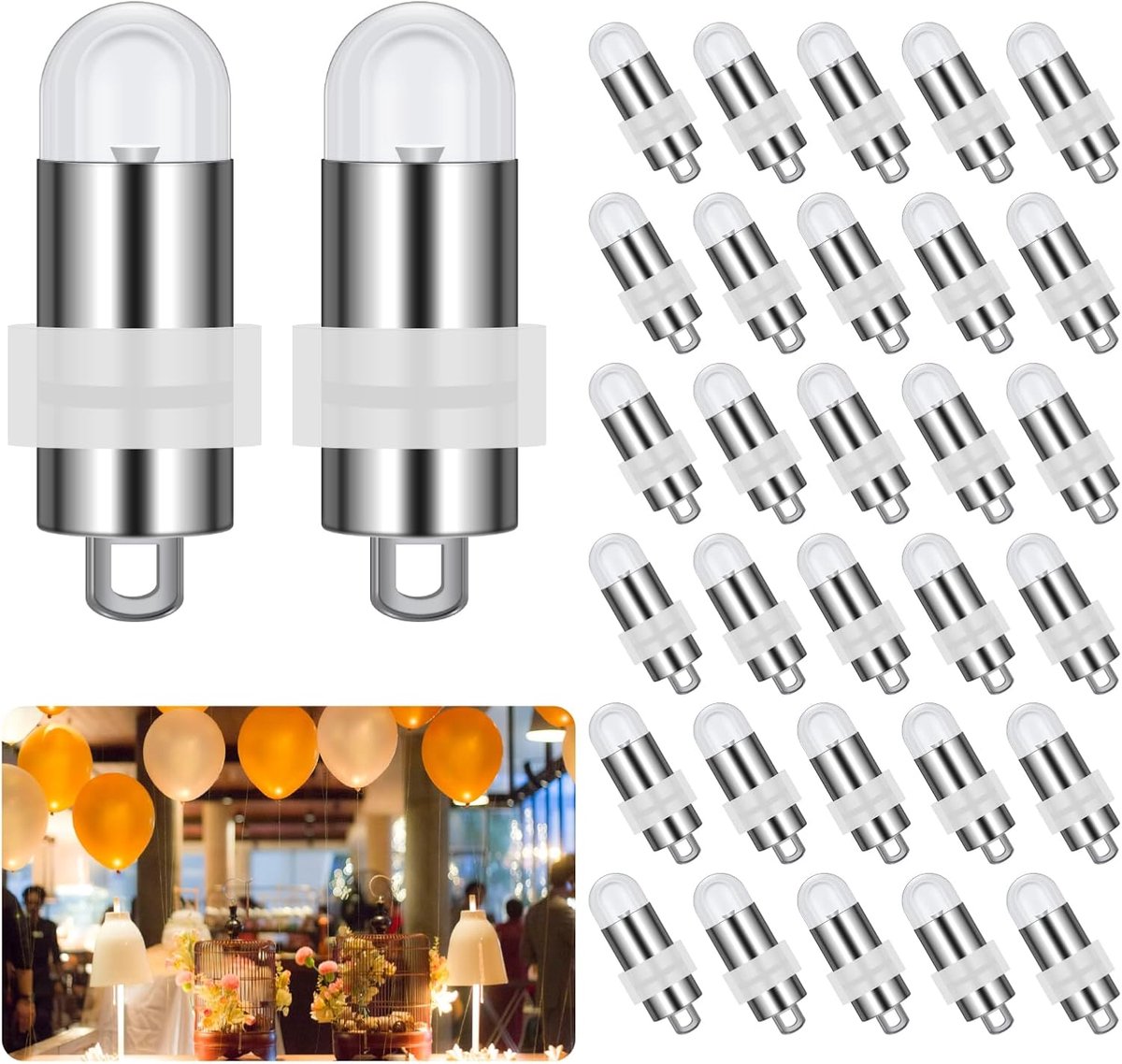 carmdering - 30 LED Ballonlampjes Warm Wit – Ballonverlichting Decoratie – Feest, Bruiloft, Party