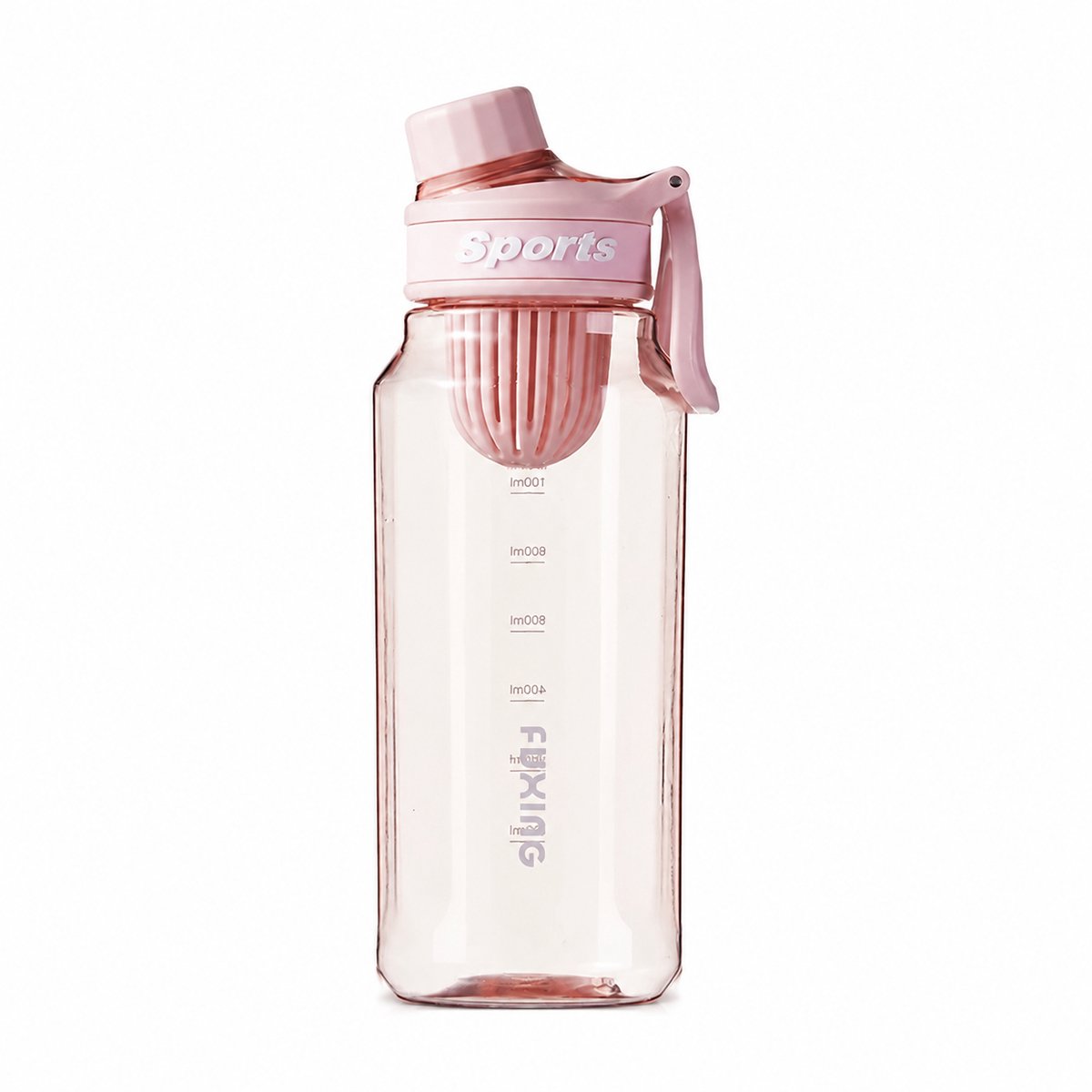 Sportfles 1000 ml met theezeef - roze kunststof drinkfles