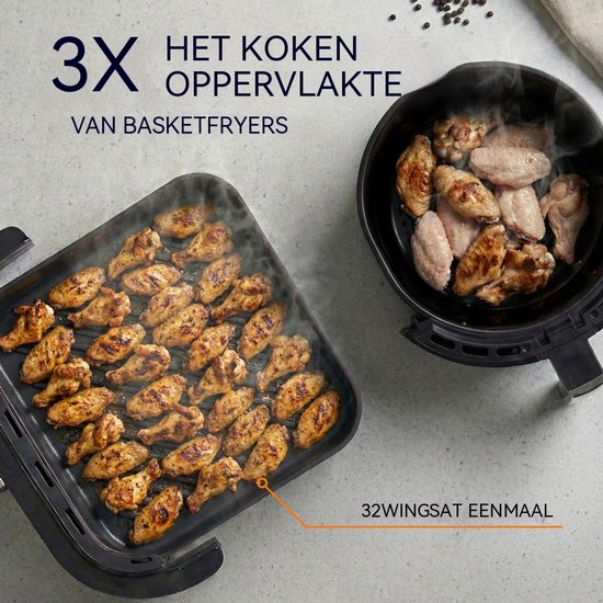 ROUNY Airfryer 11-in-1 - Heteluchtfriteuse 2200 W voor 12 Inch Pizza - Dubbele Verwarming en 2 Ventilatorsnelheden - Kijkvenster met Binnenverlichting - 40-230 °C — afbeelding 3