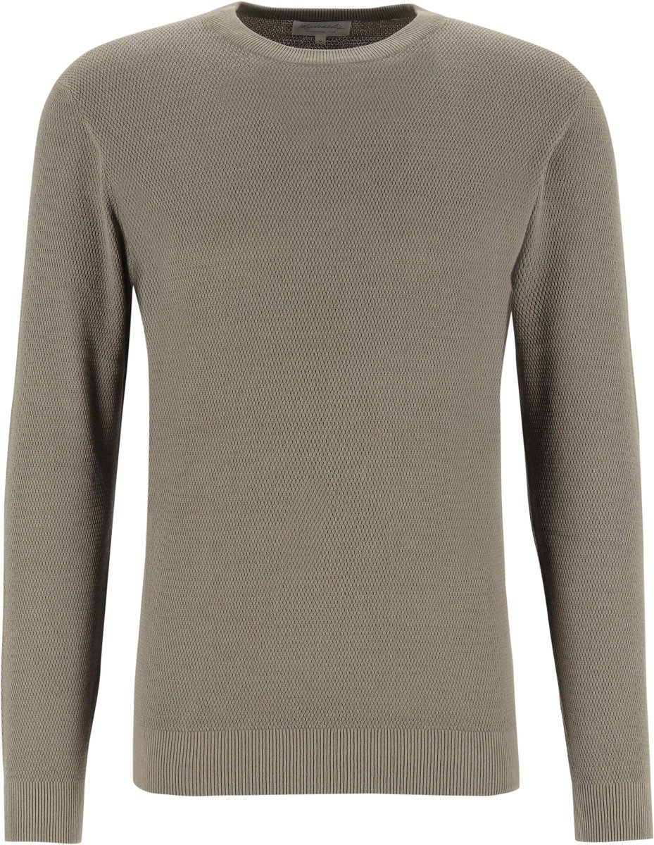 Michaelis heren trui katoenmengsel - slim fit trui met O-hals - bruin