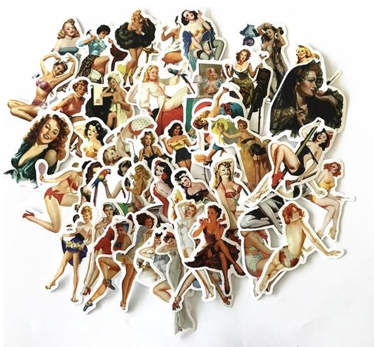 50 Pin-up Stickers – Jaren 50 Retro Dames