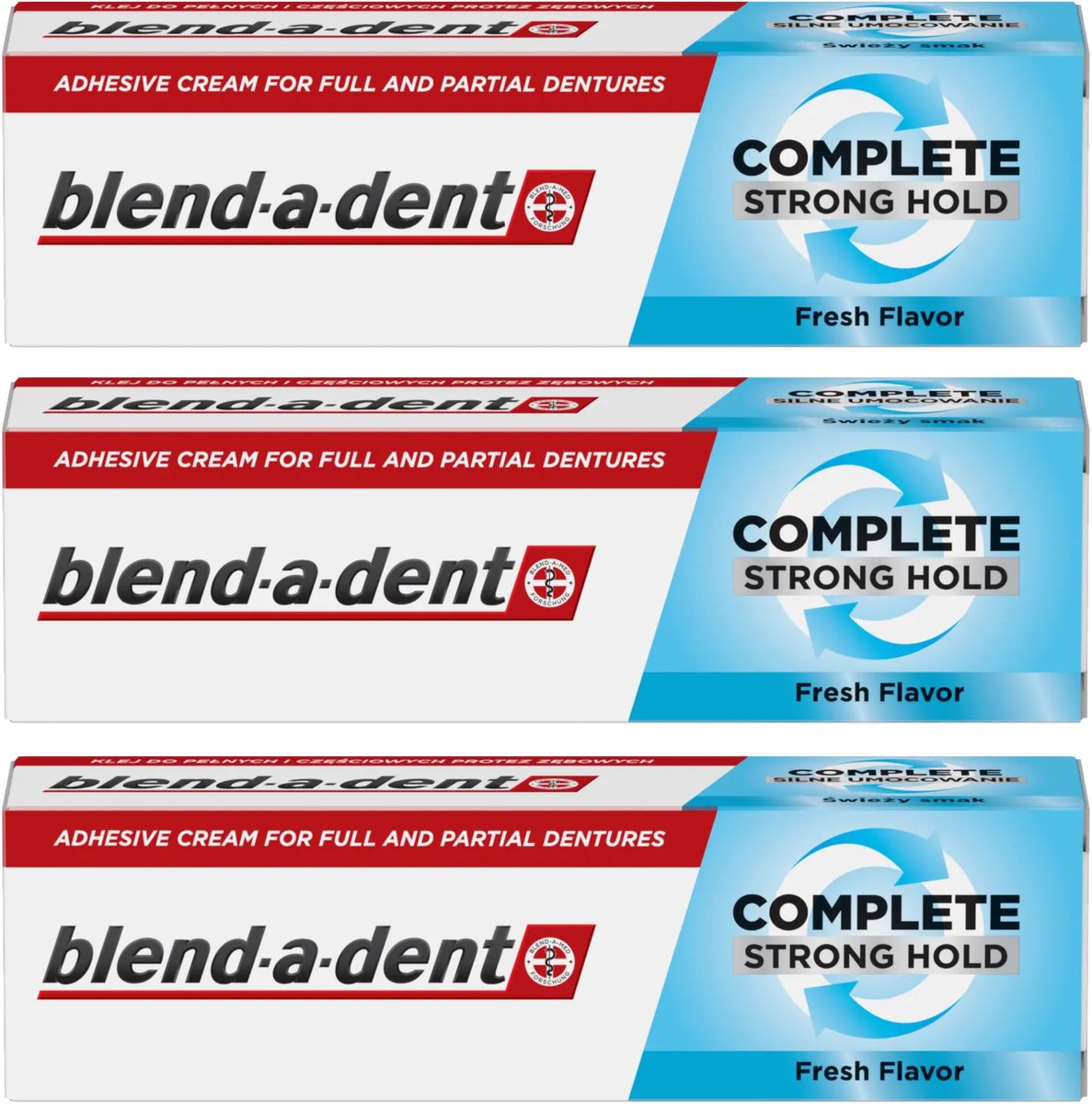 Complete Blend-a-dent - Hechtende Prothese Lijm - Sterke Effect, Verse Smaak, 3-Pack