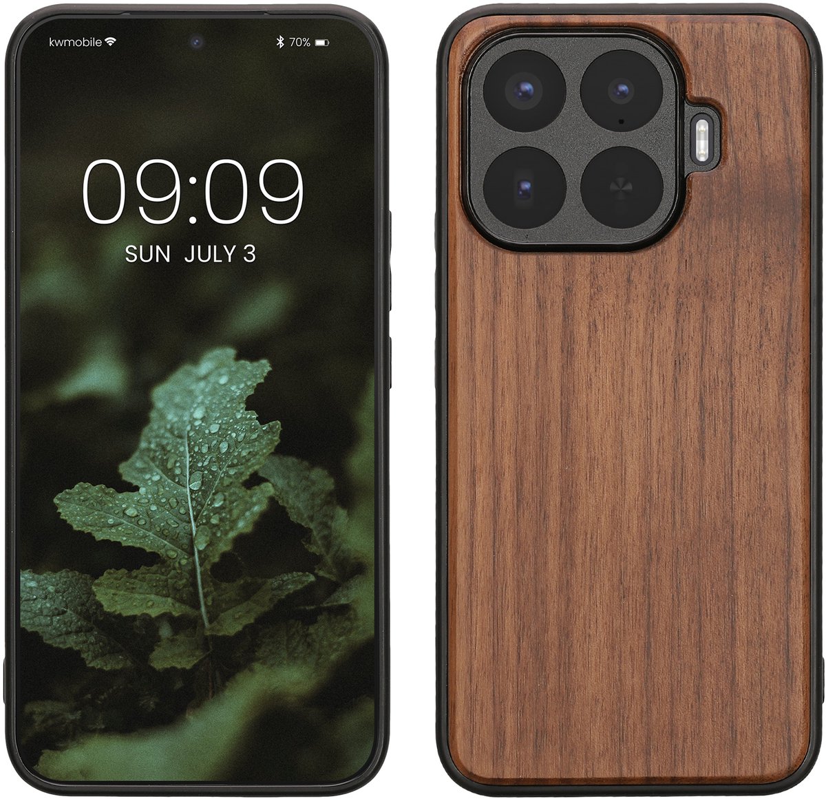 kwmobile telefoonhoesje geschikt voor Xiaomi 17T Pro - Hoesje met bumper in donkerbruin - Backcover - walnoothout