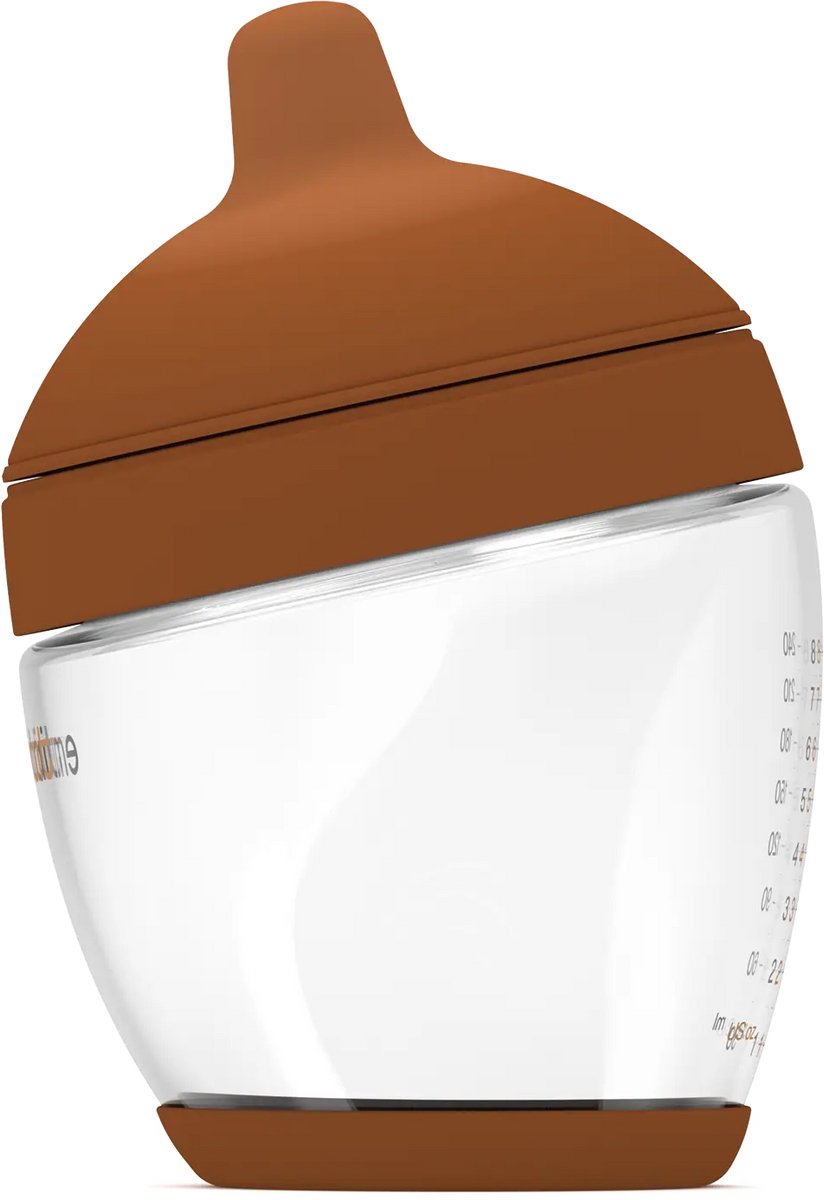 Emulait Classic Glazen Babyfles - Kleur: Deep - Maat: 4 - 240 ml - borstvormig - natuurlijk voeden - anti-koliek - bpa-vrij