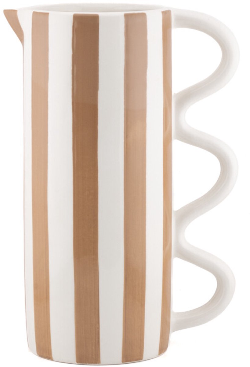 Aardewerk jug Stripe bruin