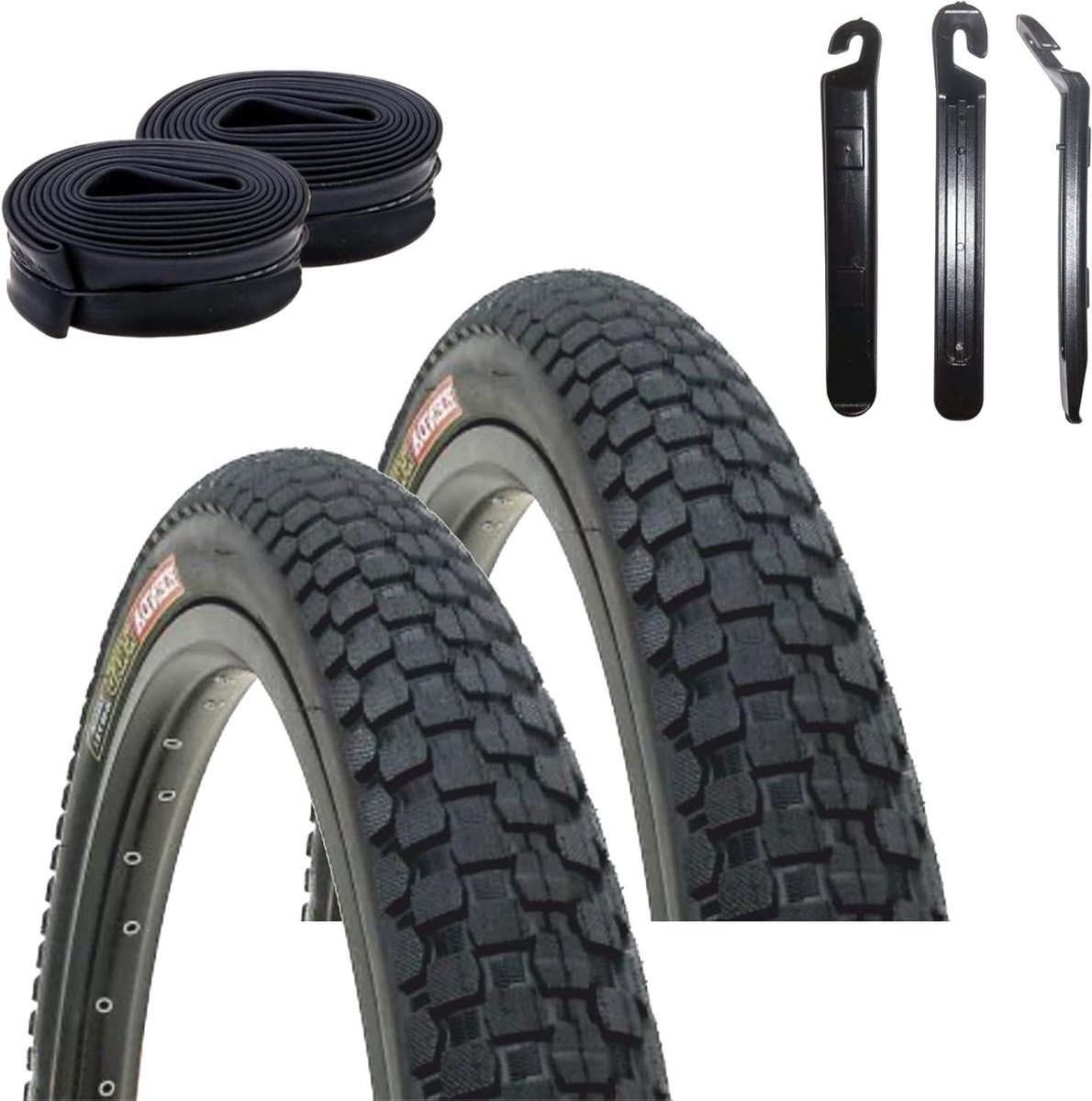 Fietsband Set - Banden en binnenbanden - Veilig Fietsen - Inclusief bandenlichters - 24 Inch - Zwart