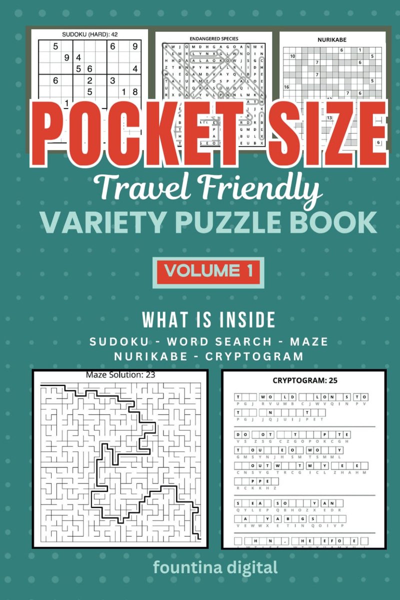 Pocket Size Travel Friendly Variety Puzzle Book: Pocket Size Mixed Puzzles - ShopVlot