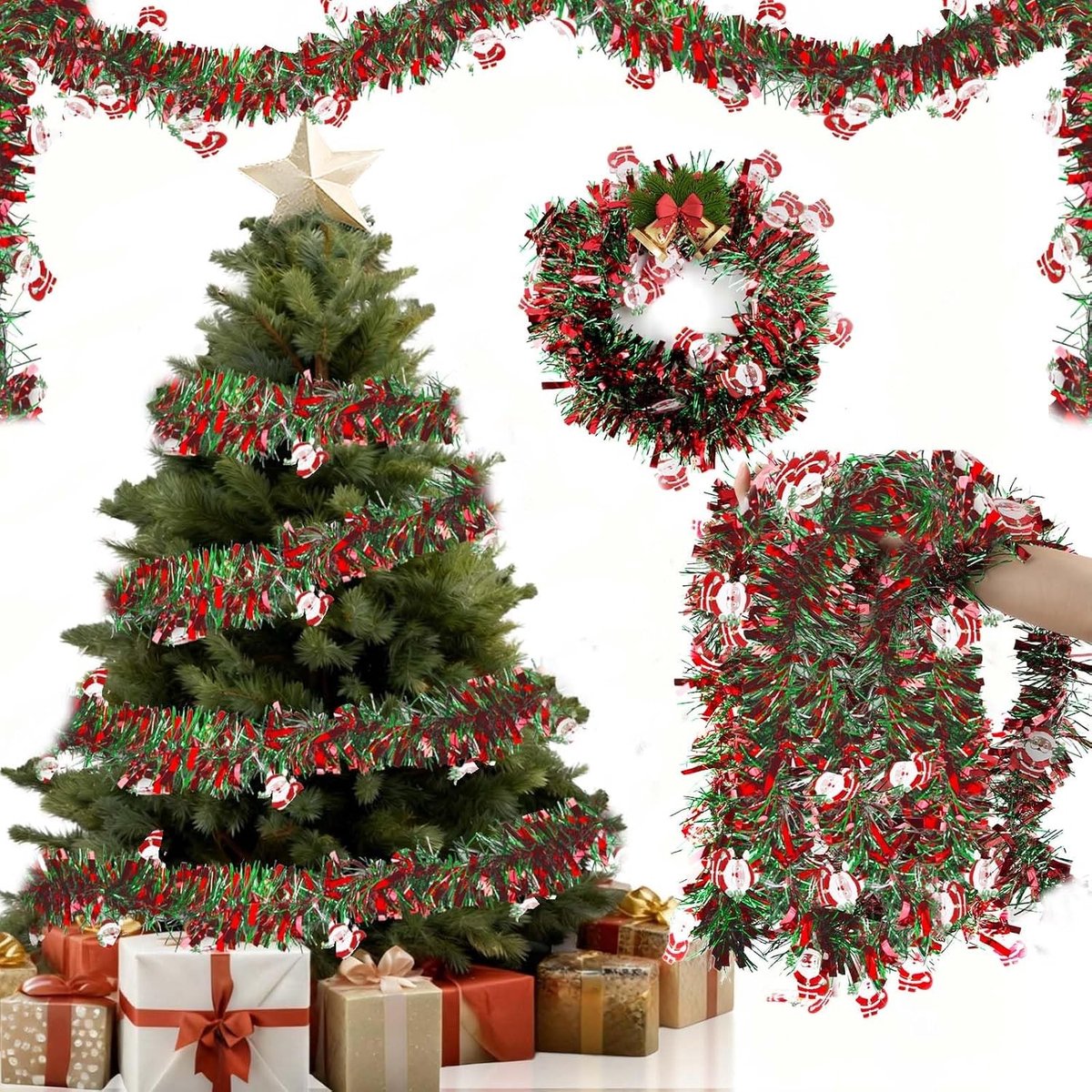 Kerstslinger - Kerstman stijl - 10 m - Kunststof - Voor Binnen en Buiten