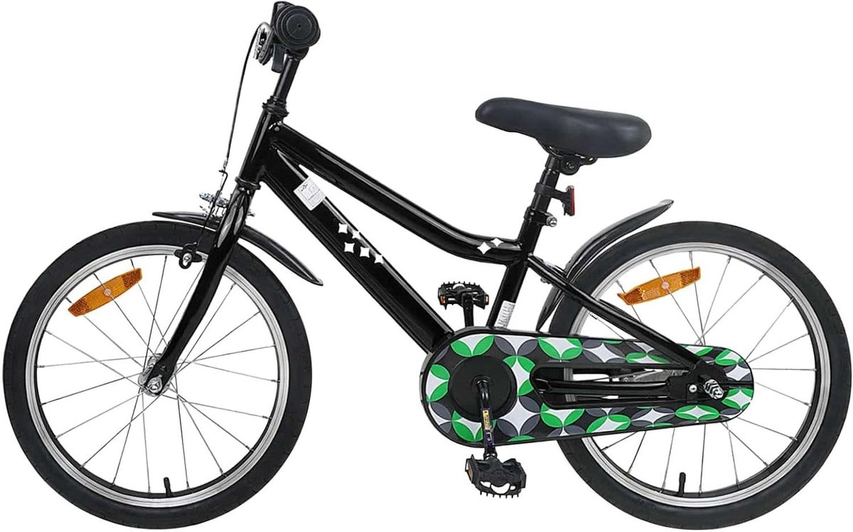 Kinderfiets 18 Inch Klassieke fiets Leren fietsen Verstelbaar stuur en zadel 115-125 cm lengte Zwart