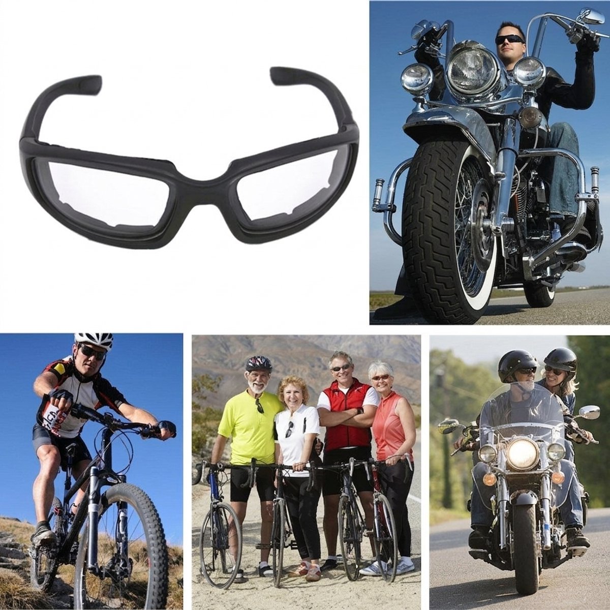 ROLIPO Fietsbrillen Set van 3 – Sportbril met UV400 Bescherming en Krasbestendige Glazen – Grijs, Transparant en Geel – Voor Wielrennen en Outdoor