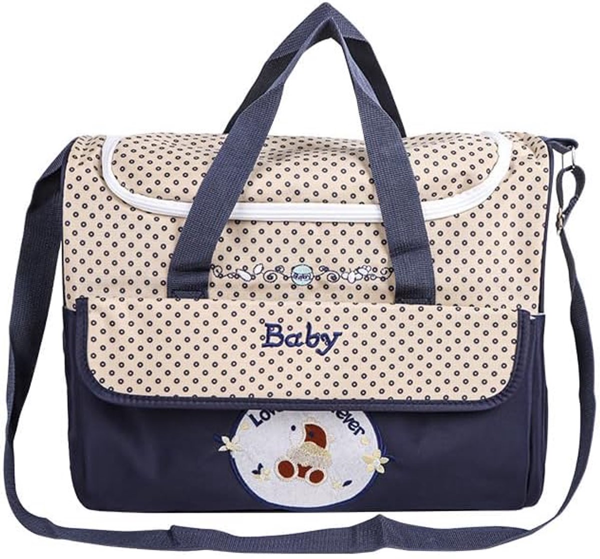Babyverschoonrugzak, luiertas met grote capaciteit, verstelbare schouderband met handvatten, reistas voor babyvoeding en -fles met veel vakken, blauw