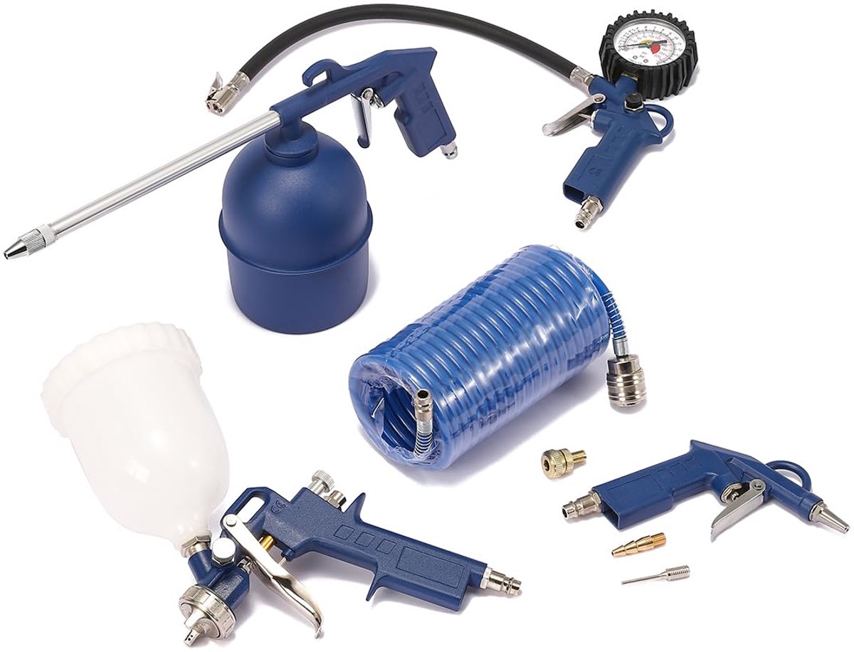 Luchtcompressor Accessoires Tool kit Garage 8 Stuk Perslucht Set (Alle Blauw) - ShopVlot