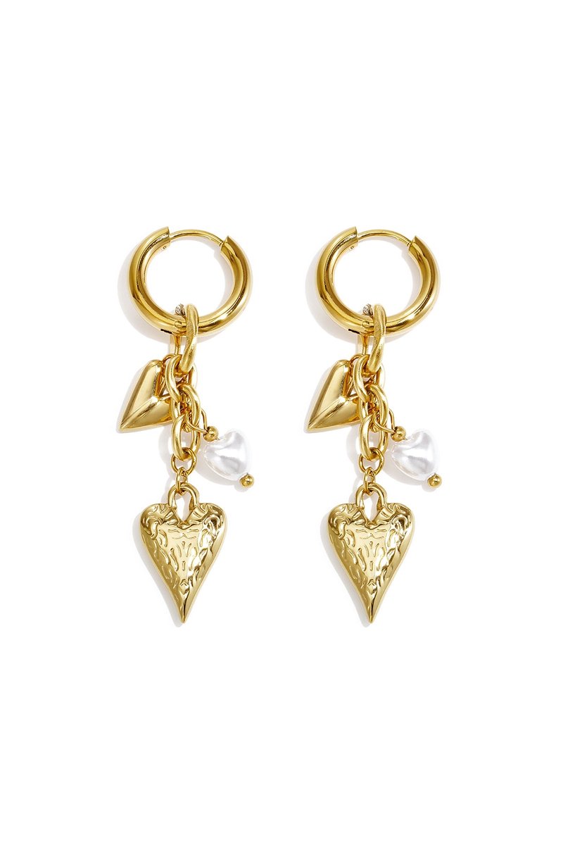 Oorbellen van roestvrij staal met hartjesmotief, simple daily simple serie, dames sieraden