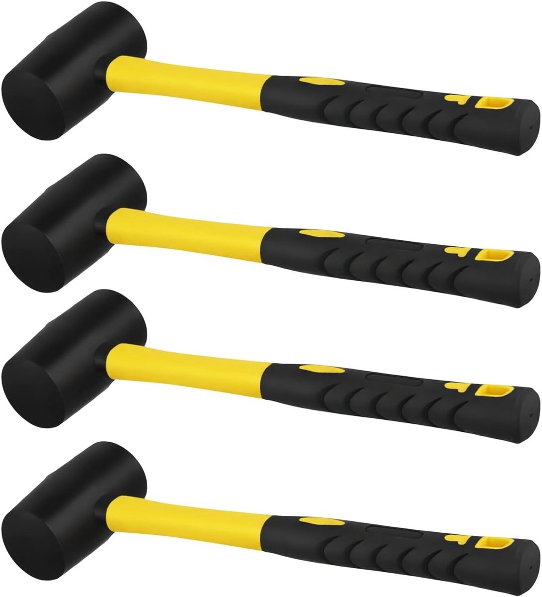 Rubberen hamer 16 oz, 260 x 95 mm, 4-delige set voor doe-het-zelf, camping en houtbewerking