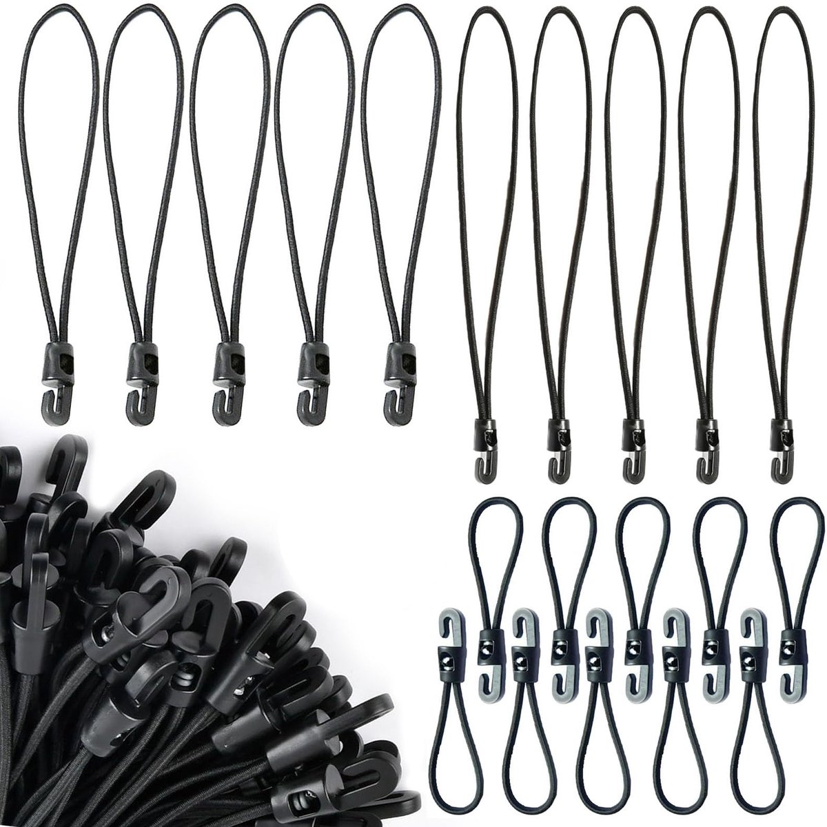 Bungee koorden 20 stuks - kleine bungee-riemen - met haken - ideaal voor het vastzetten van bagage - ShopVlot